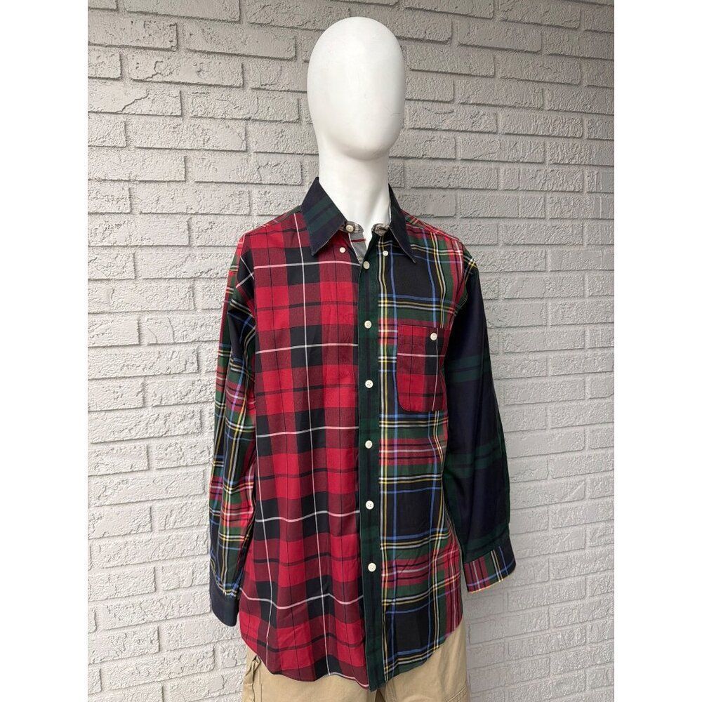 Orvis Men’s Patch Work Plaid Long Sleeve Button Down Shirt Size L